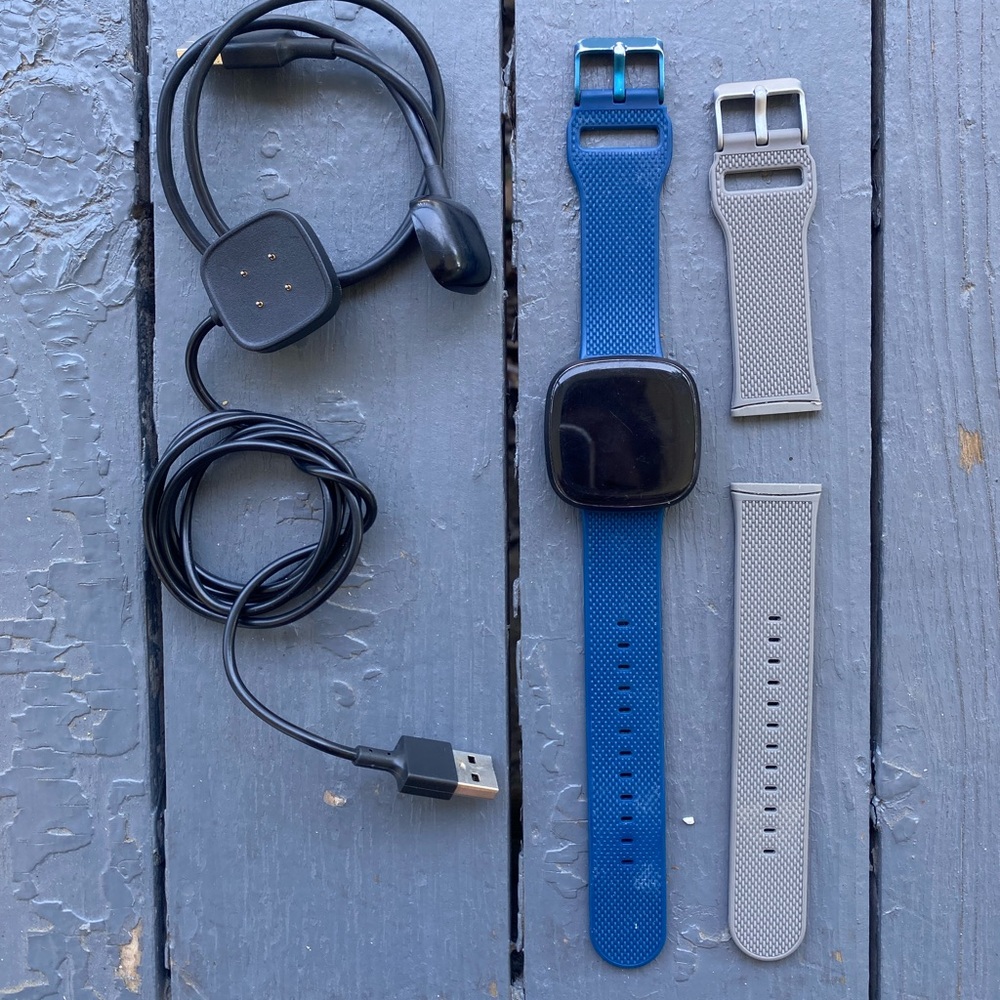 Fitbit Smartwatch with Blue and Gray Bands